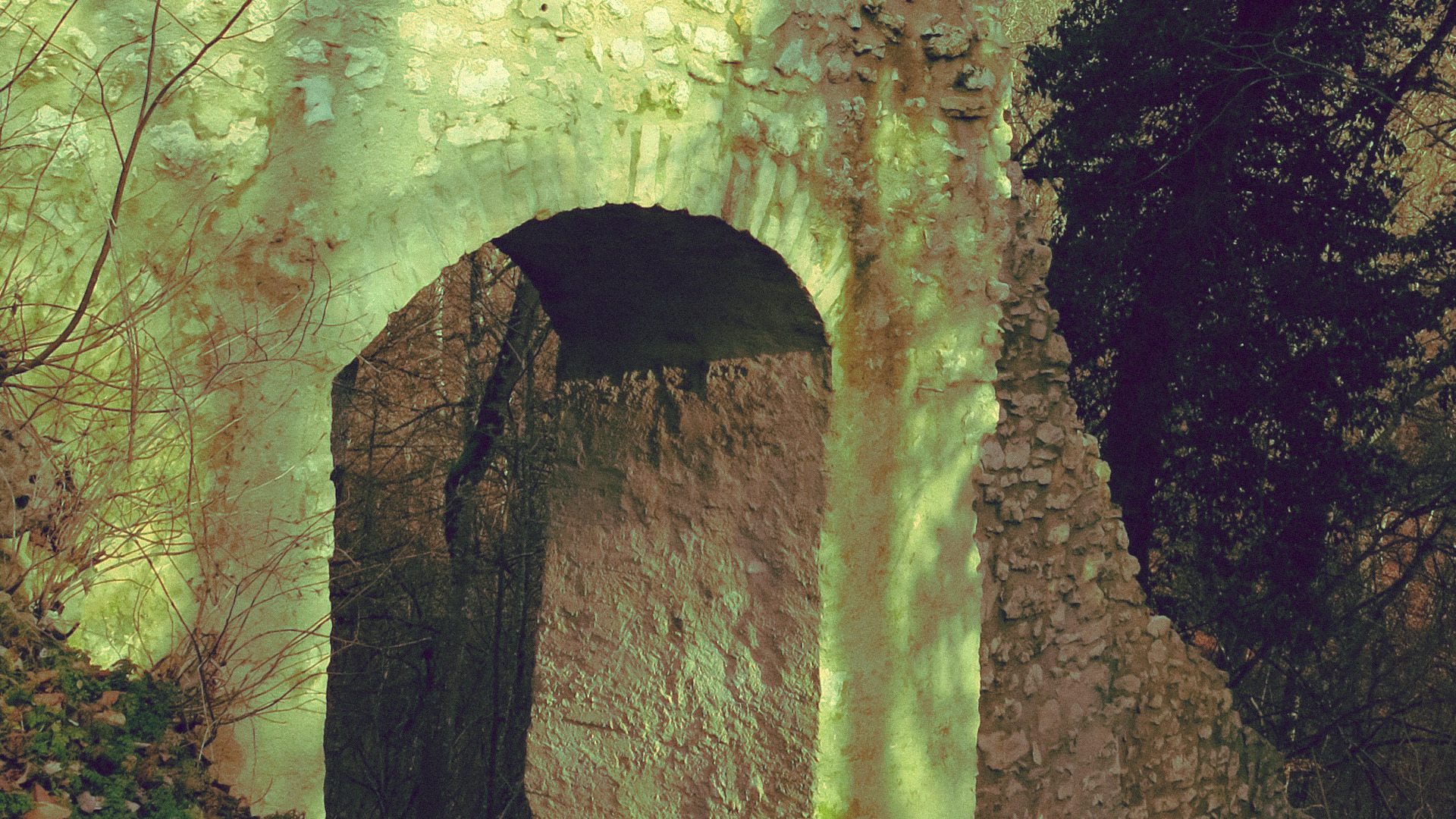 closeup of some stone wall portal
